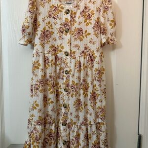 Girls Floral Button-Down Dress